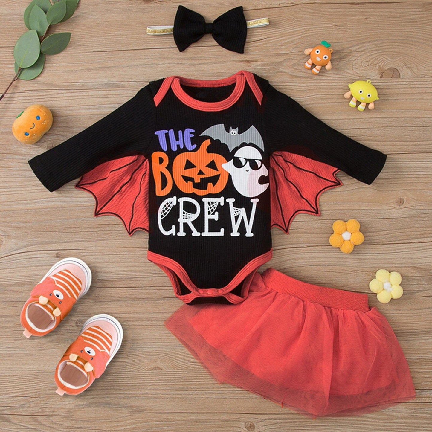 3PCS Baby Halloween Romper My 1st Halloween Tulle Skirt w/ Headband - ChildAngle
