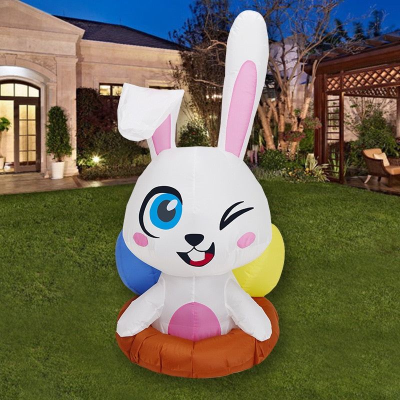 Inflatable Easter Bunny Outdoor Blowup Build-in LEDs Yard Decoration