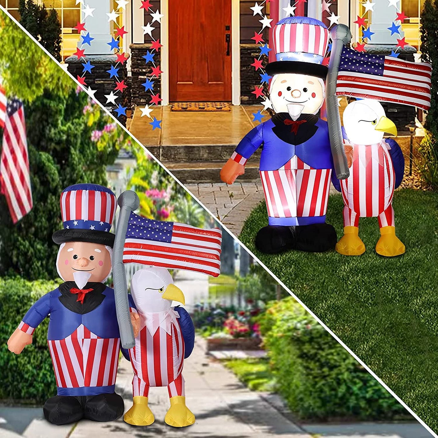 5.2ft/5.9ft/7ft/7.9ft Patriotic Independence Day Inflatable American Eagle Blowup Outdoor Decoration - ChildAngle