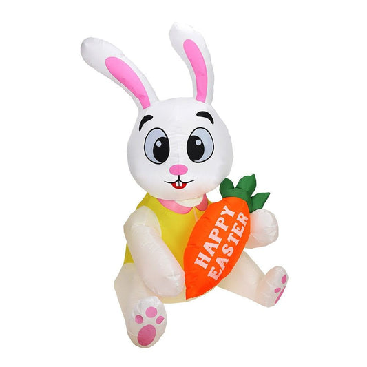 5 Feet White Bunny with Carrot Inflatable Easter Bunny Blowup Outdoor Toys with Build-in LEDs Yard Lawn Garden Decorations - ChildAngle