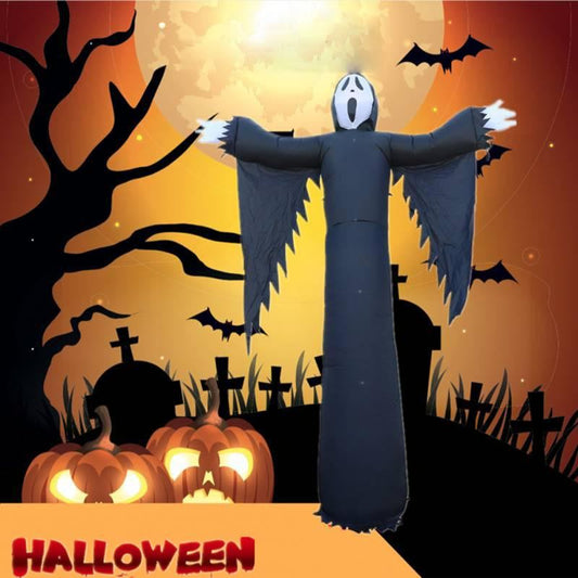 6ft/8ft/12ft Grim Reaper Inflatable Halloween Outdoor with LED Lights Scary Props Yard Halloween - ChildAngle