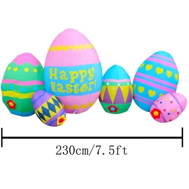 7.5 Feet Easter Eggs Inflatable Easter Bunny Blowup Outdoor Toys with Build-in LEDs Yard Lawn Garden Decorations - ChildAngle