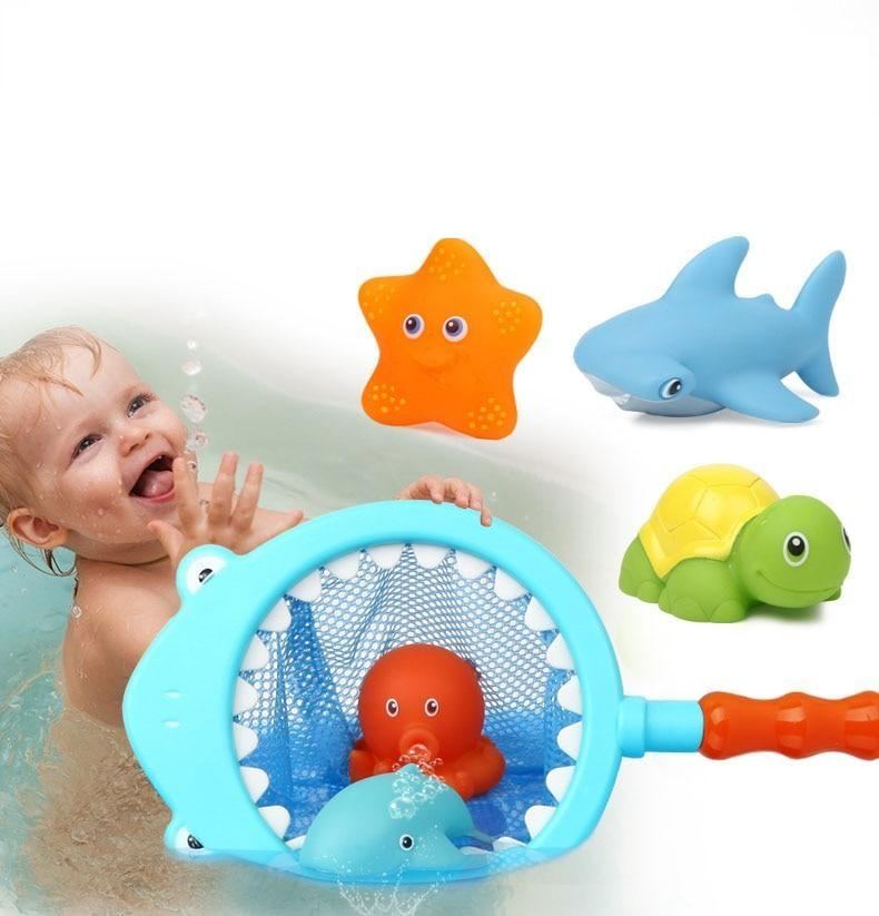 7 PCS Bath Toys for 3 Year Olds Children Water Toys Soft Rubber Shark Sea Animals - ChildAngle