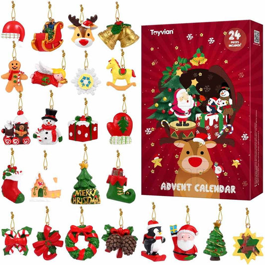 Advent Calendar with 24 PCS Hanging Christmas Tree Ornaments Countdown - ChildAngle