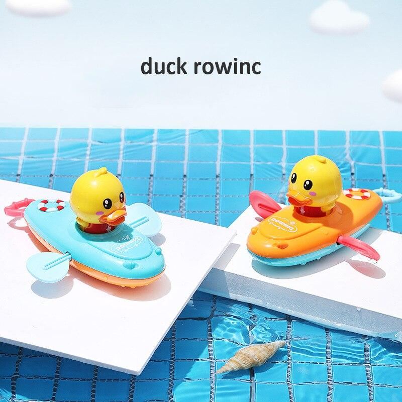 Baby Bath Toy Rowing Boat Duck Floating Water Wind-up Chain - ChildAngle