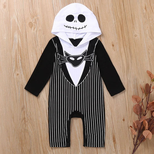 Baby Boy Hooded Rompers Newborn Bat Demon Print Halloween Jumpsuit - ChildAngle