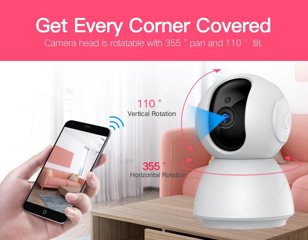 Baby Monitor 1080P Night Vision 355° Covered WiFi Camera with SD Card - ChildAngle