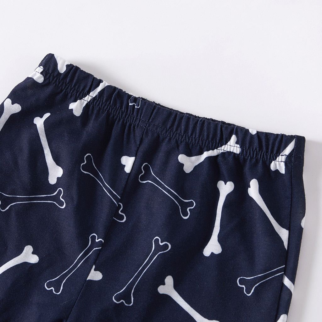 Boys Sleepwear Halloween Pumpkin Skeleton Print Long-sleeve Lounge Set - ChildAngle