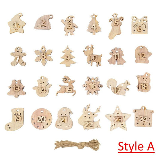 Christmas Advent Calendar Wooden Hanging Pendant Xmas Tree Decoration - ChildAngle