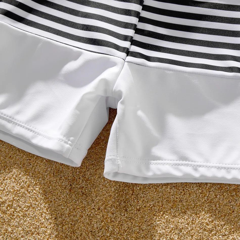 Family Matching Swimsuit Colorblock One-piece Bathing Suit or Swim Trunks Shorts - ChildAngle