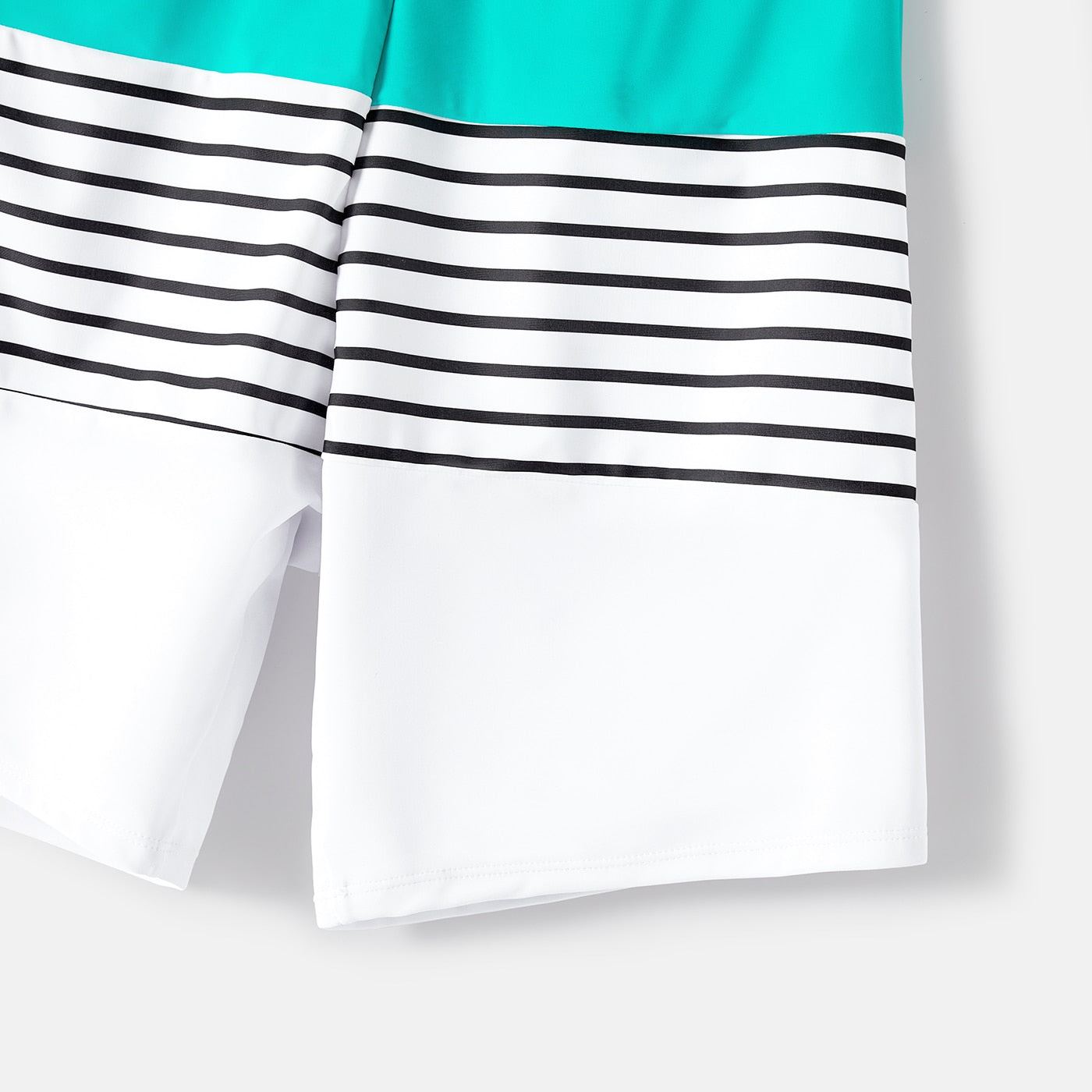 Family Matching Swimsuits Striped Spliced One-piece Swimsuit Colorblock Swim Trunks - ChildAngle