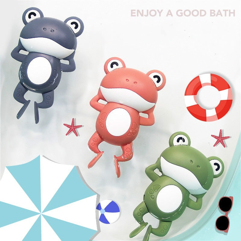 Wind Up Bath Frogs for Kids, Set of 3, Swimming Frog Toys in