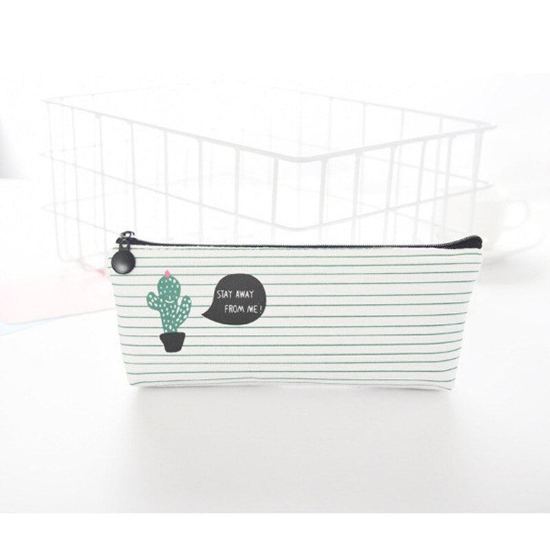 Green Cactus Pencil Case Large Capacity Canvas Pencil Bag - ChildAngle