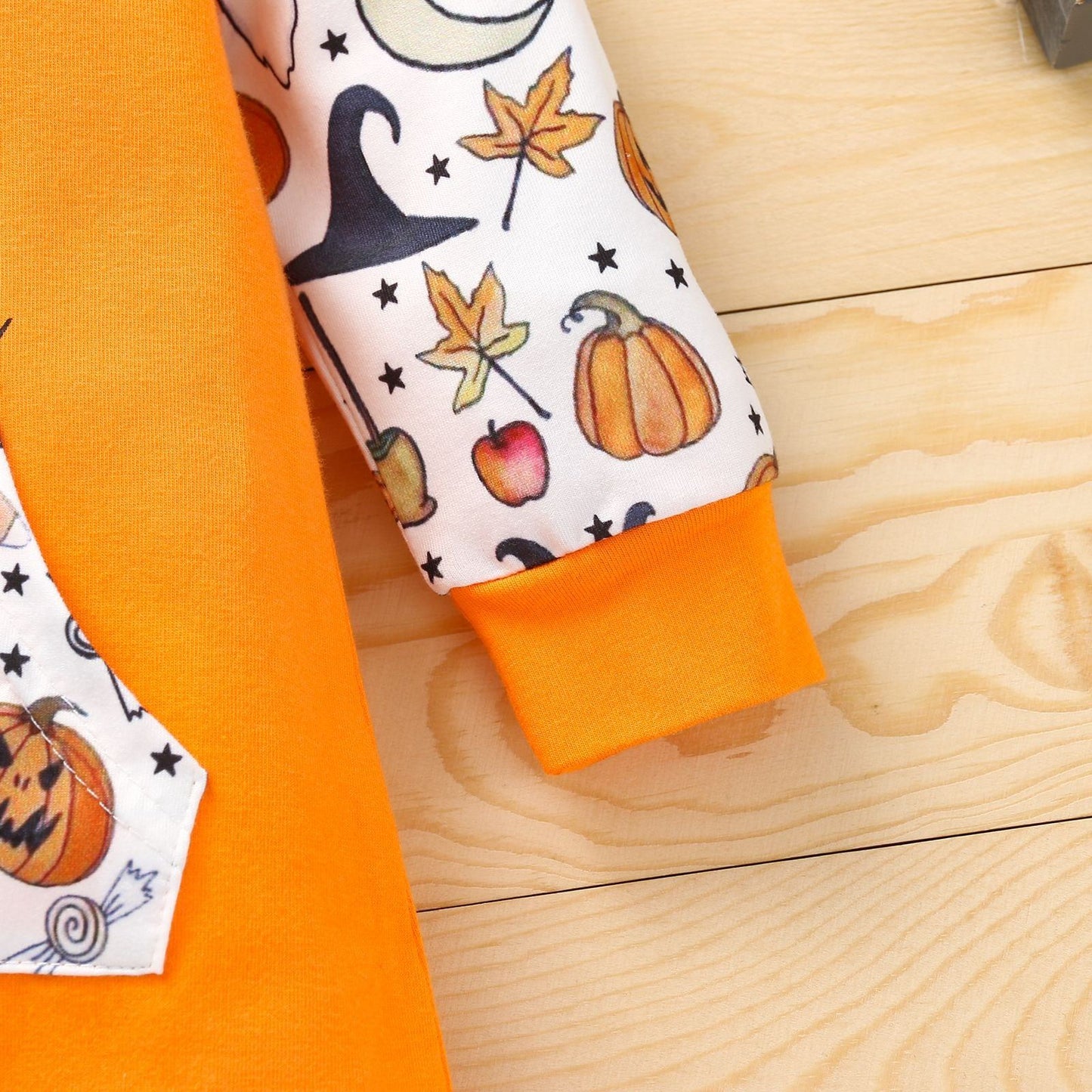 Halloween Baby Pumpkin Hooded Jumpsuit Color Block - ChildAngle