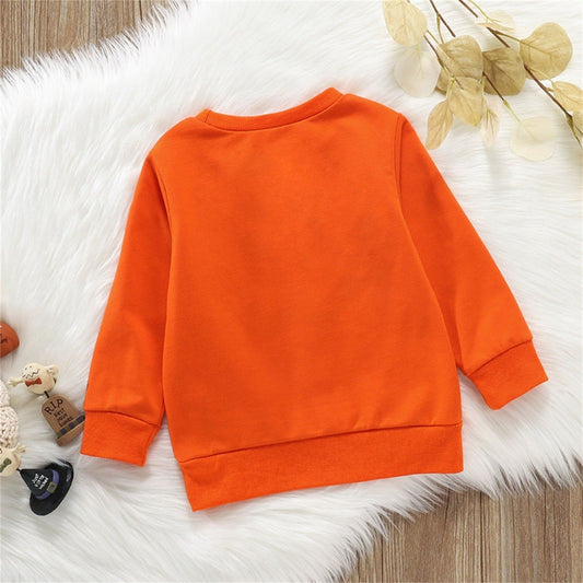 Kids Halloween Pumpkin Sweatshirts Long Sleeved Orange Tops Child Loose Sweatshirt - ChildAngle