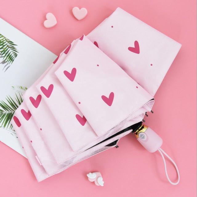 Kids Umbrella Heart Shape Folding Automatic Umbrellas For Children - ChildAngle