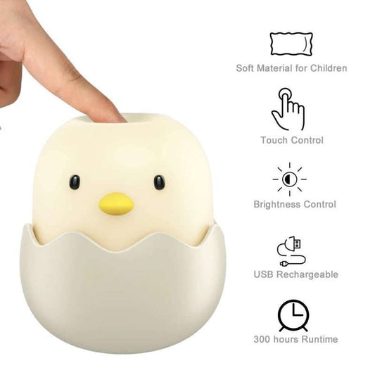 LED Night Light Chick Egg Shape Tumbler Rechargeable Baby Nursery Bedroom Lamp - ChildAngle