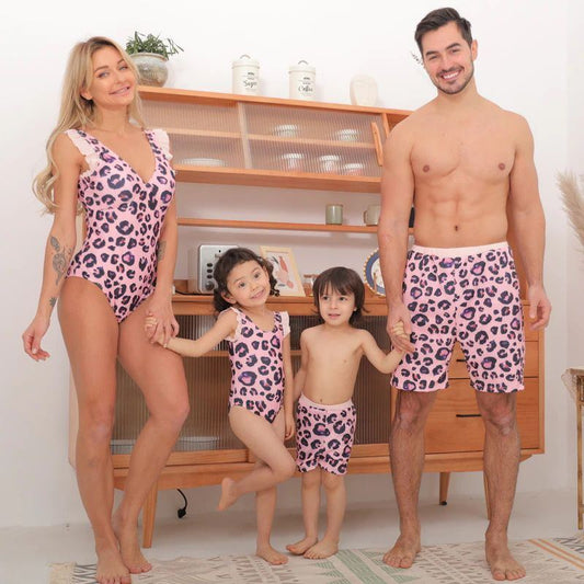Matching Family Outfits Swimsuit Leopard Swimwear Mother Daughter Swimsuits - ChildAngle