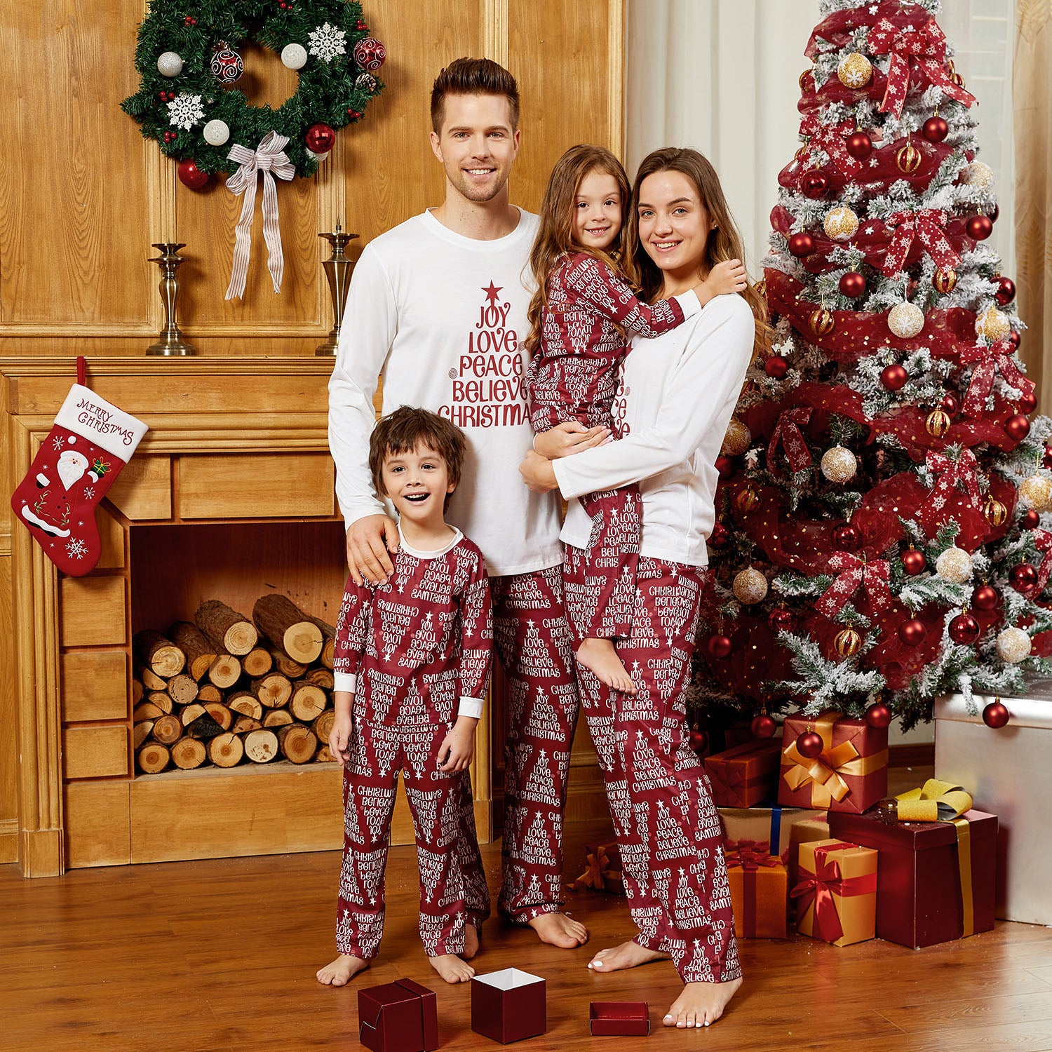 Matching Family Pajama Sets Letter Positioning print Family