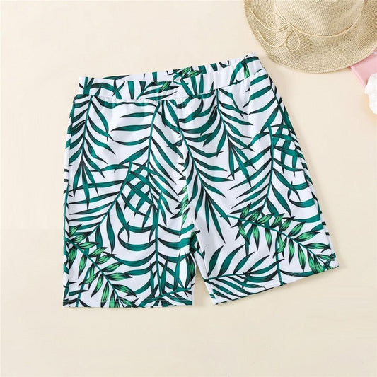 Matching Family Swimsuit Leaves Printing Swimsuit - ChildAngle
