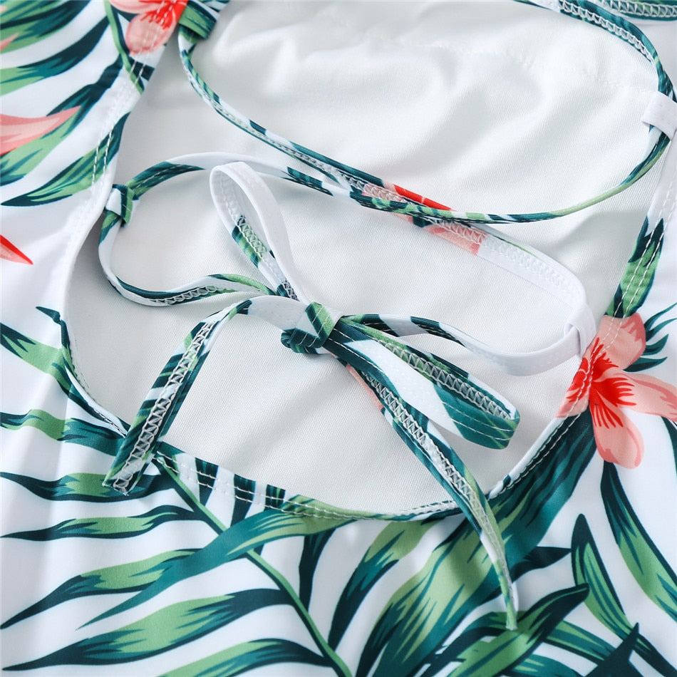 Matching Family Swimsuits Palm Leaves One Piece Swimwear - ChildAngle