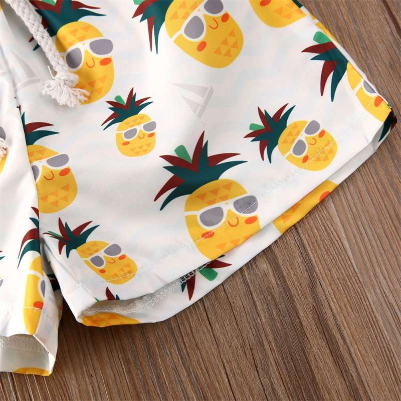 Toddler Boys Swim Trunks Cartoon Pineapple - ChildAngle