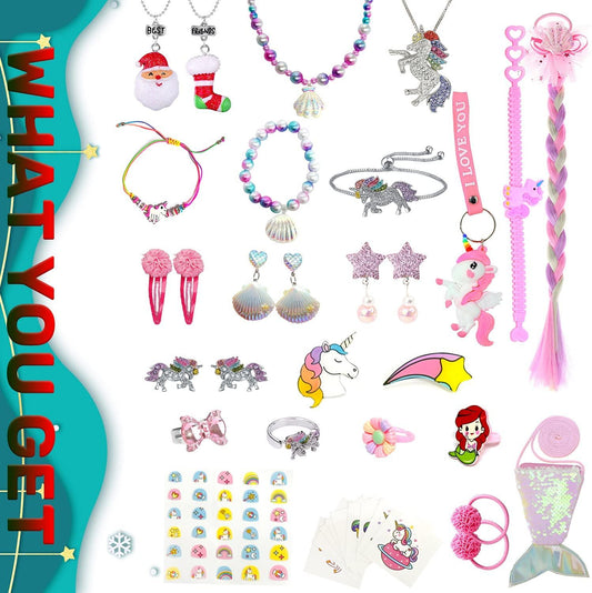 Unicorn Advent Calendar Hairband Hairclip Jewelry Accessories for Girl Christmas 24 Days Unicorn Jewelry Accessories - ChildAngle