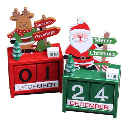Wooden Advent Calendar with Santa Claus Elk Snowman Christmas Calendar - ChildAngle