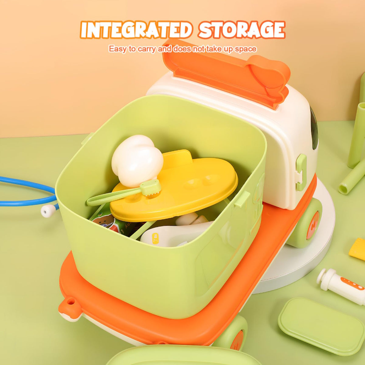 Dental Clinic 2-in-1 Pretend Play Pull-Along Car with Dentist Tools & Storage - ChildAngle