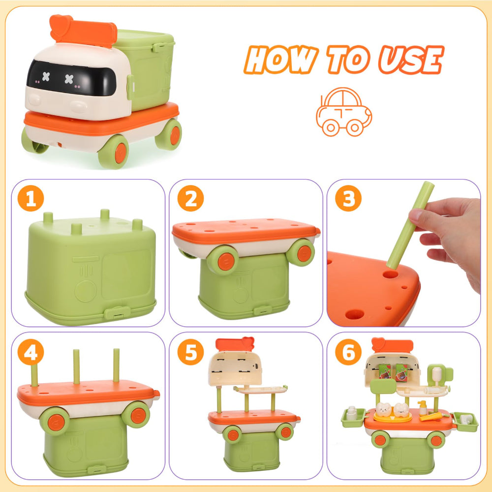 Dental Clinic 2-in-1 Pretend Play Pull-Along Car with Dentist Tools & Storage - ChildAngle