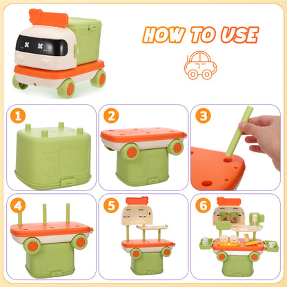 Dental Clinic 2-in-1 Pretend Play Pull-Along Car with Dentist Tools & Storage - ChildAngle