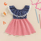 Girls 4th Of July Outfit Toddler Girls Tassel Off-shoulder Dress