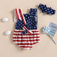 Infant Baby Girls Outfit Rompers 4th Of July Stars Striped Romper Jumpsuit With Hairband