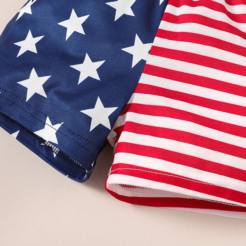 Toddler Boys Independence Day 4th Of July Outfits 2PCS Sleeveless Hooded Tops Shorts Kids