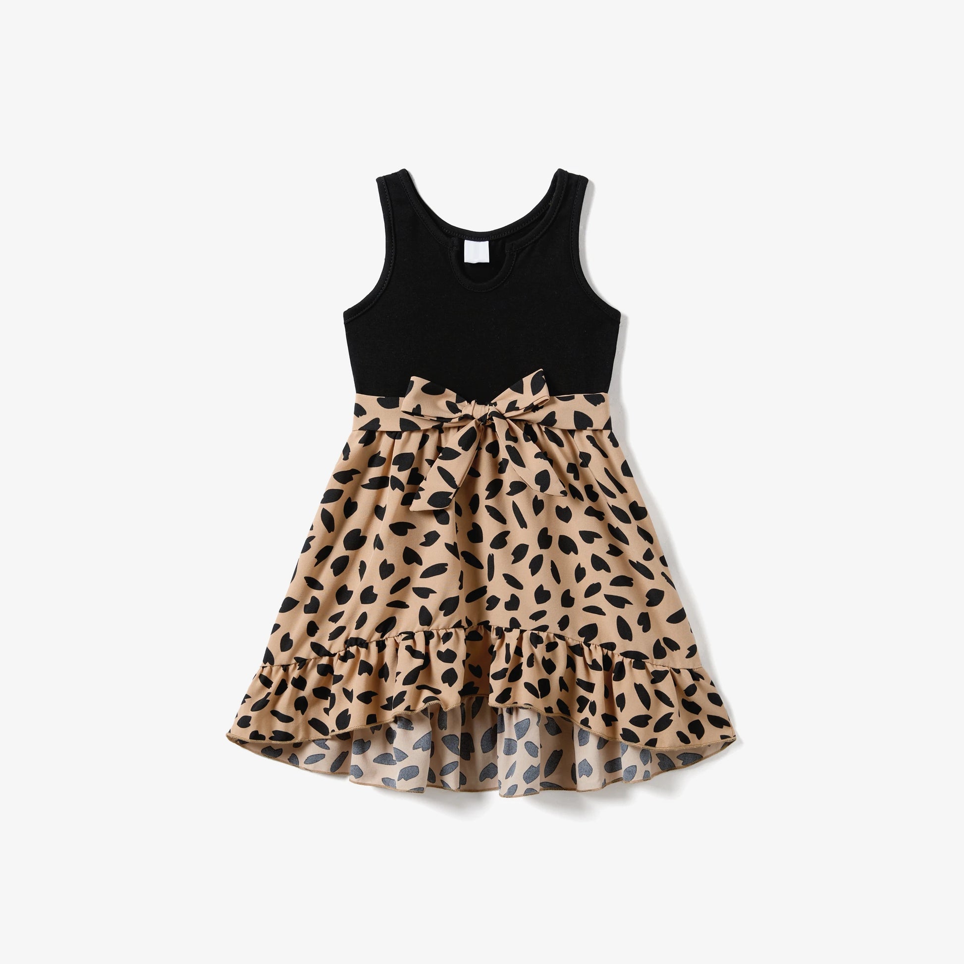 Matching Family Outfits Mommy and Me Dress Leopard Bowknot Dresses - ChildAngle