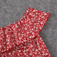 All Over Red Floral Print Short-sleeve Shirred Dress for Mommy and Me