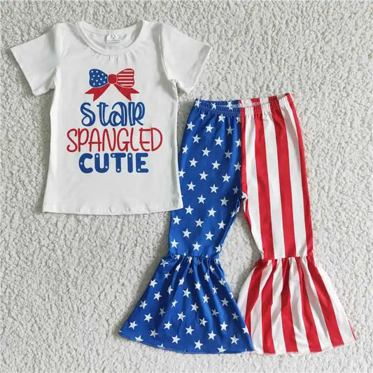 ChildAngle 4th of July Flared Pants Bell Bottom Girls Outfits