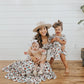 Spring Summer Mother Daughter Matching Dresses White Flower Floral Mommy and Me Outfits