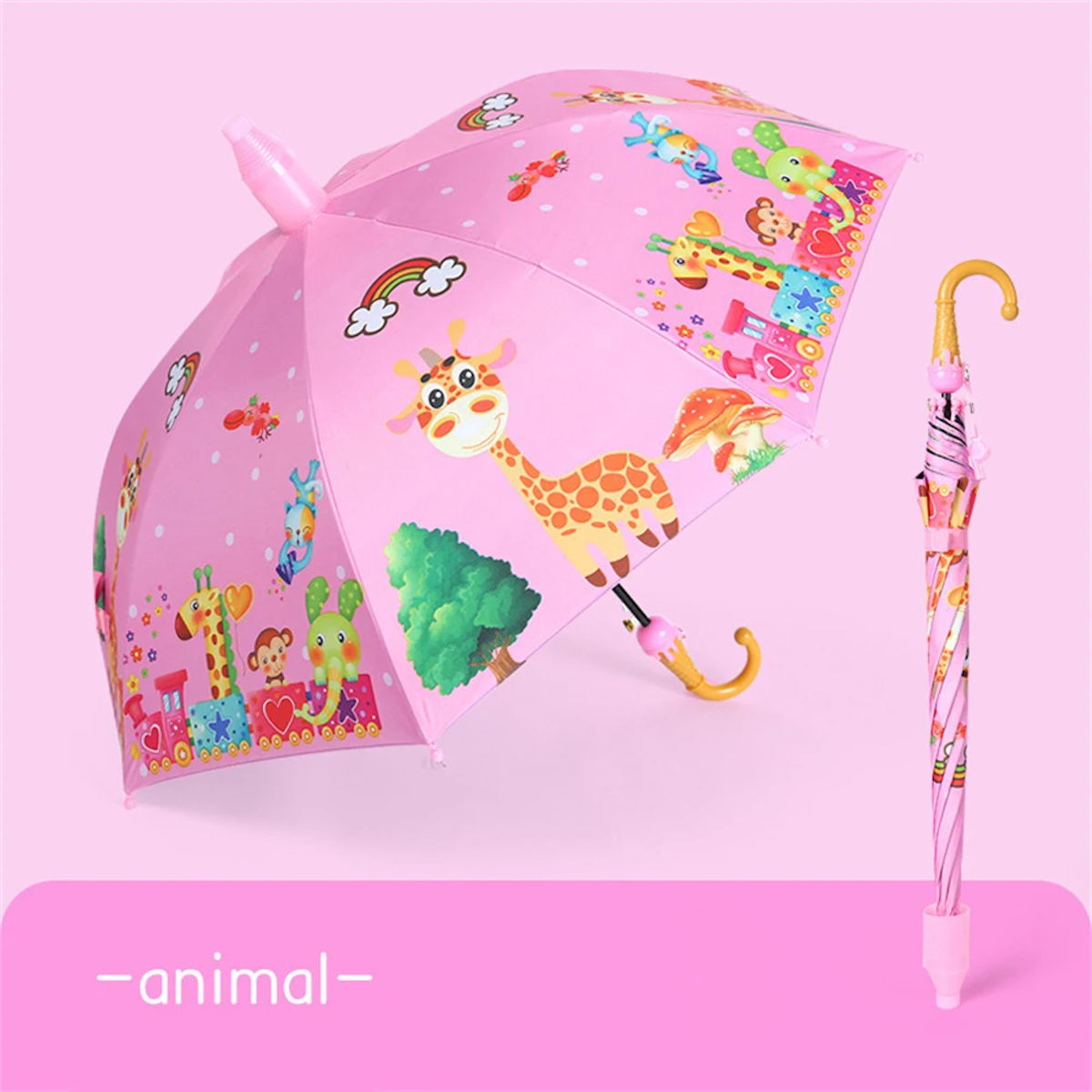 Kids Umbrella Lovely Cartoon Animal Rain Stick Umbrella - ChildAngle