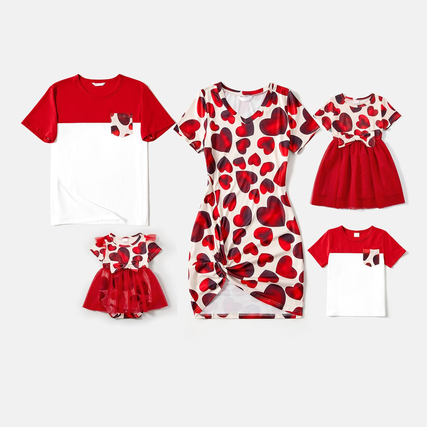 Allover Heart Print Family Matching Dress Heart Print Bodycon Dresses - ChildAngle