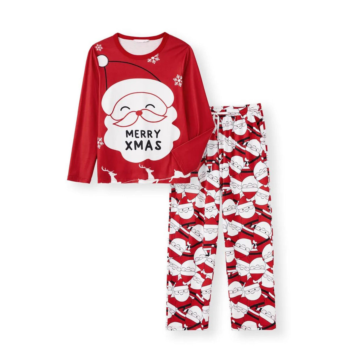 Allover Santa Claus Pajamas for Family Merry Xmas Reindeer Snowflake - ChildAngle