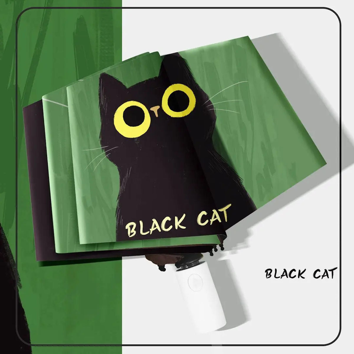 Black Cat Umbrella for Kids Folding Umbrella - ChildAngle