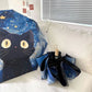 Black Cat Umbrella Starry Night for Kids Folding Umbrella - ChildAngle