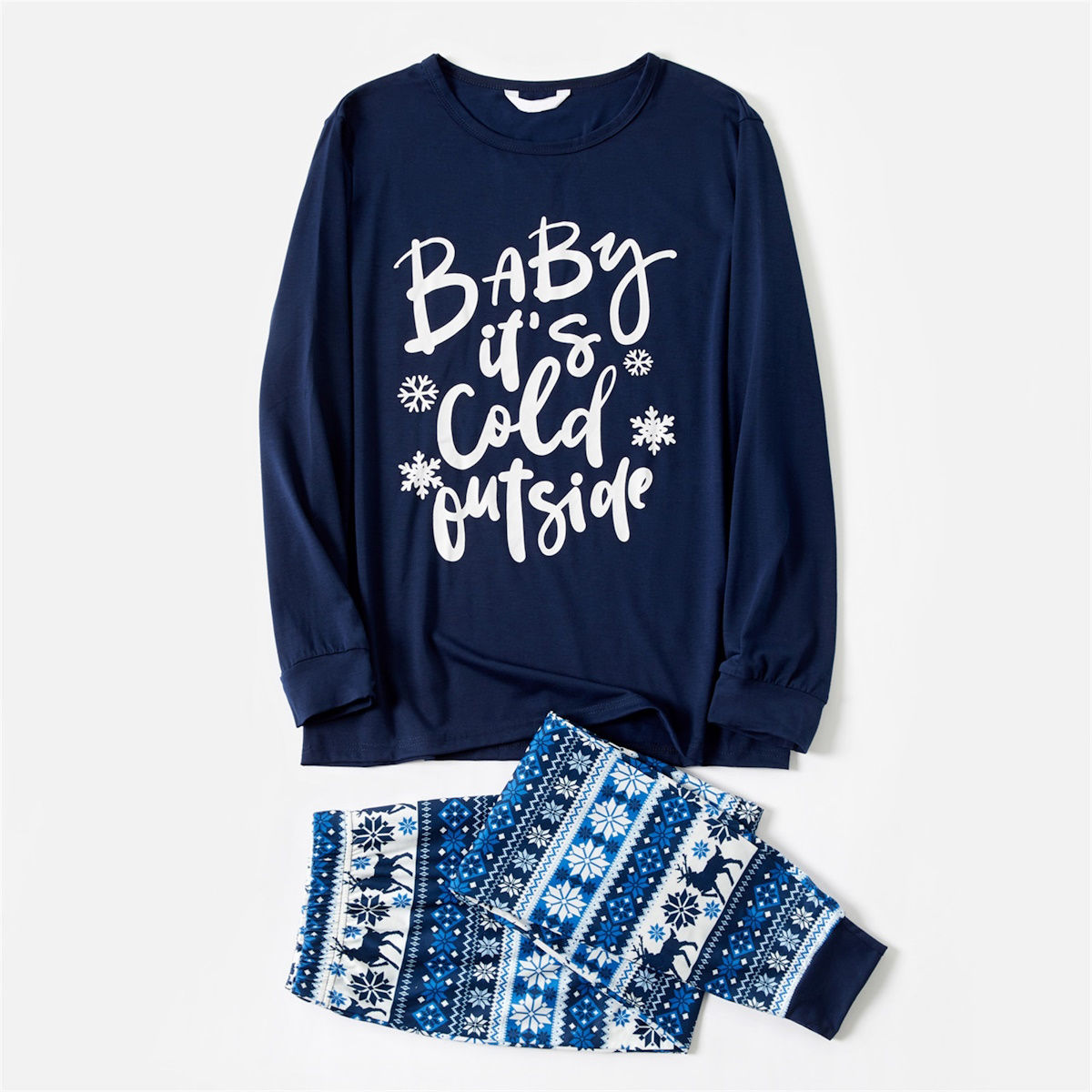 Bluey Baby It's Cold Outside Family Christmas Pajamas Letter Print Reindeer Snowflake - ChildAngle