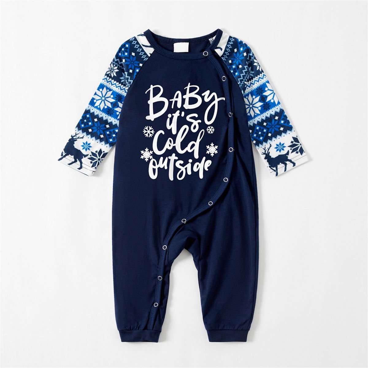 Bluey Baby It's Cold Outside Family Christmas Pajamas Letter Print Reindeer Snowflake - ChildAngle