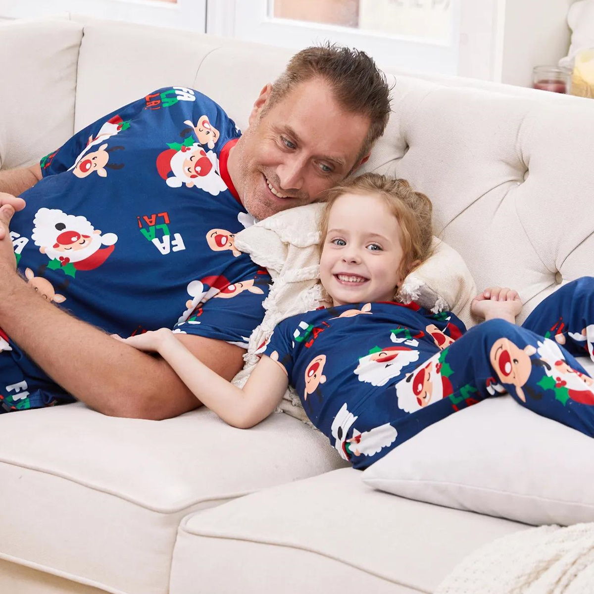 Bluey Santa Claus Pajamas for Family Father Santa Rudolph FA LA LA Print - ChildAngle