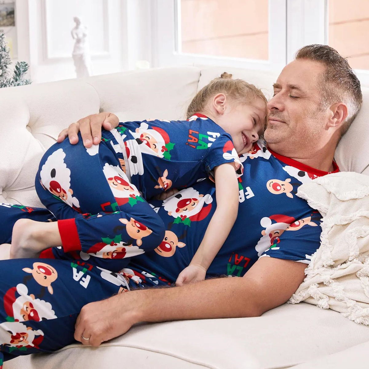 Bluey Santa Claus Pajamas for Family Father Santa Rudolph FA LA LA Print - ChildAngle