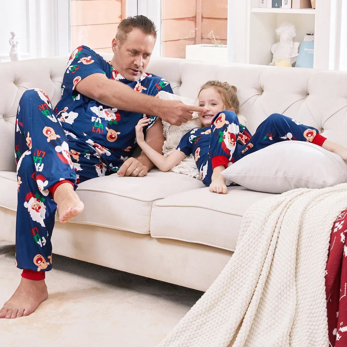 Bluey Santa Claus Pajamas for Family Father Santa Rudolph FA LA LA Print - ChildAngle