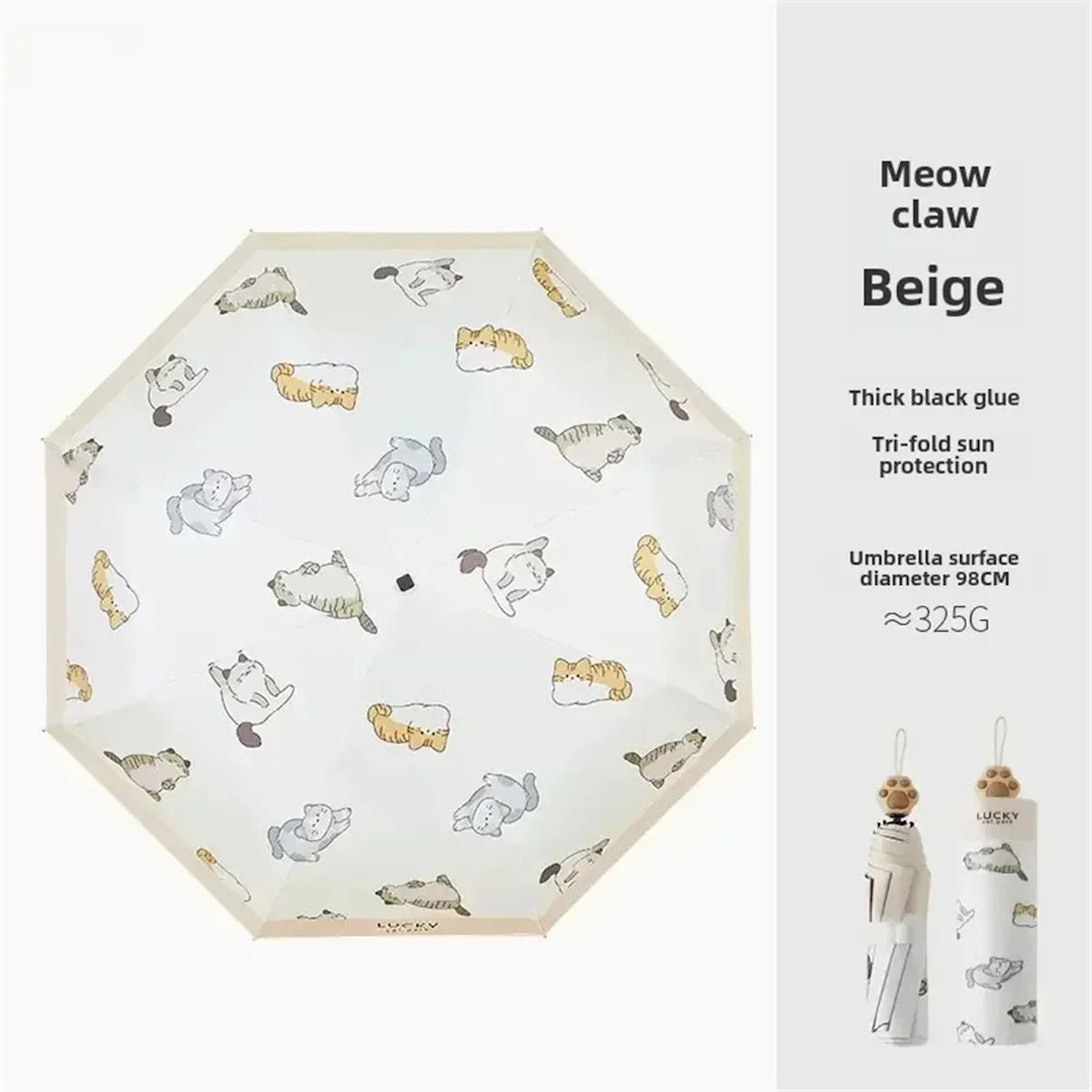 Kids Lucky Cat Umbrella Vinyl Sun Protection Umbrella Children Folding Umbrella - ChildAngle