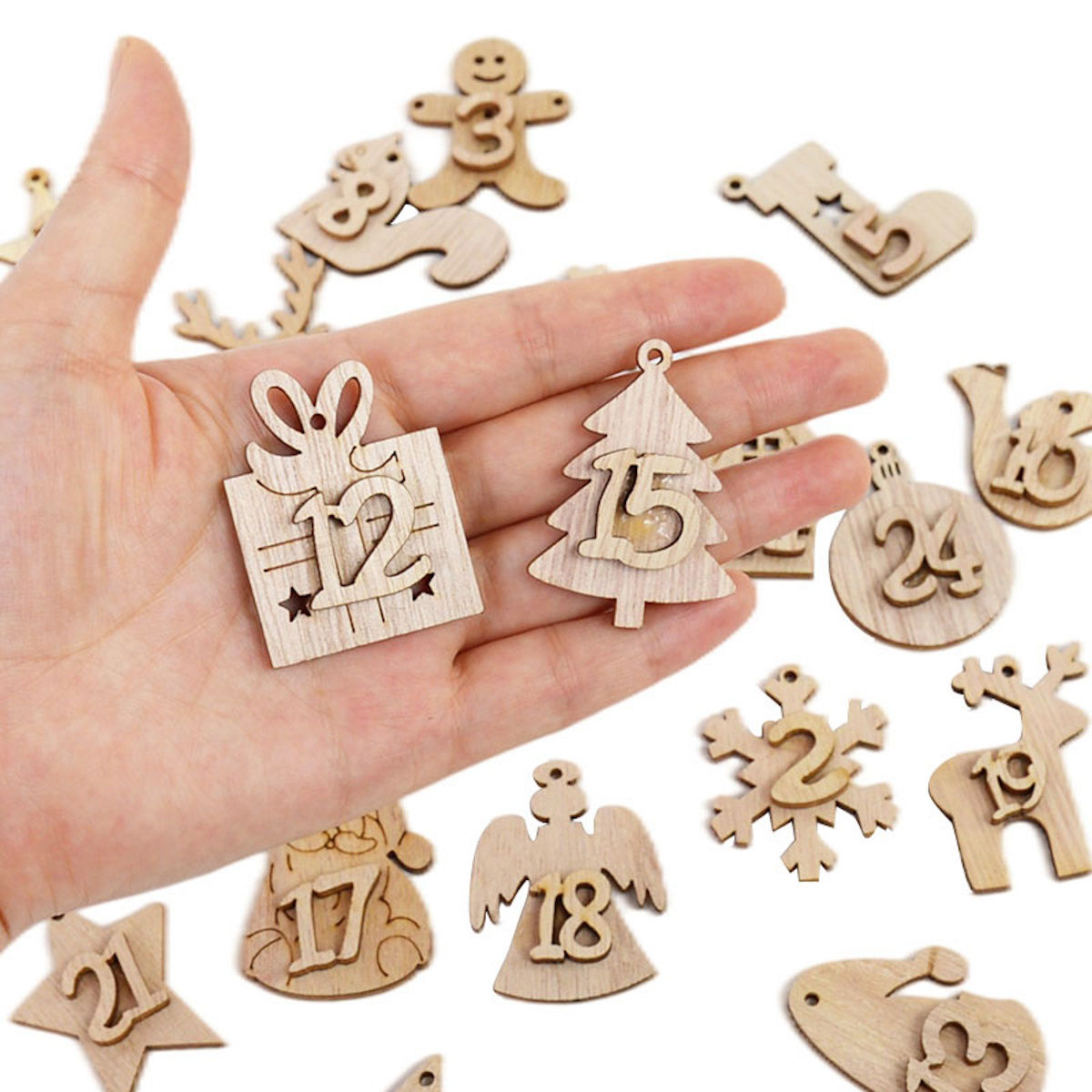 Christmas Advent Calendar Wooden Hanging Pendant Xmas Tree Decoration - ChildAngle